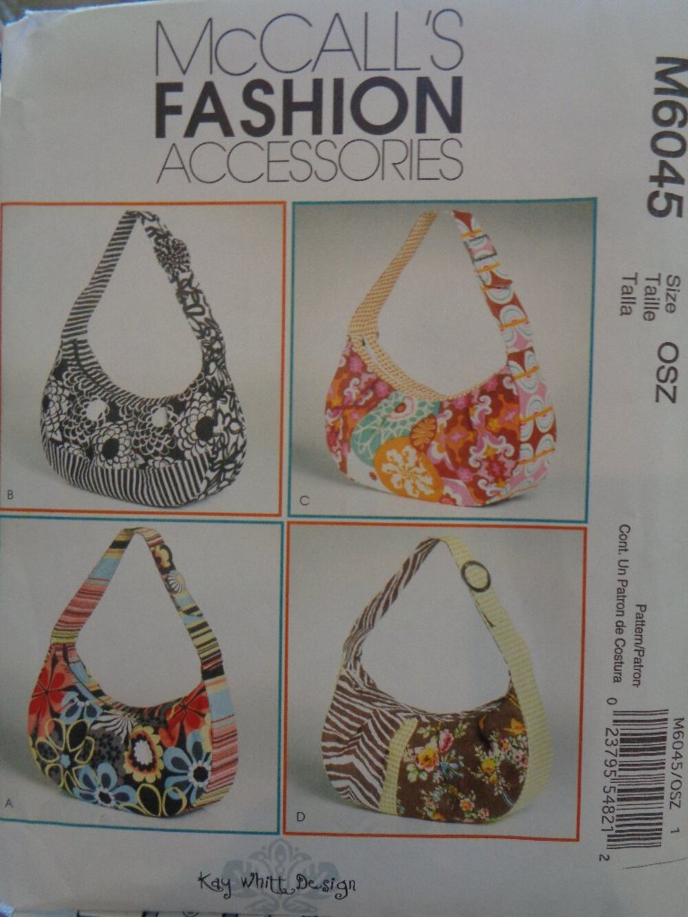 McCall's Sewing Pattern M6045 Totes Handbags Purses